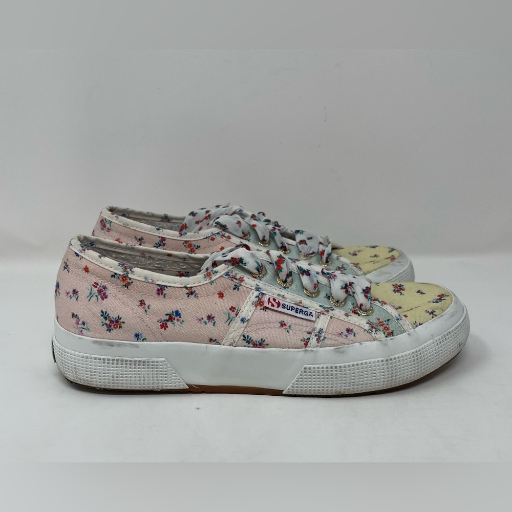 Superga Women Floral Pink Yellow Sneakers Size 7 - Picture 7 of 10
